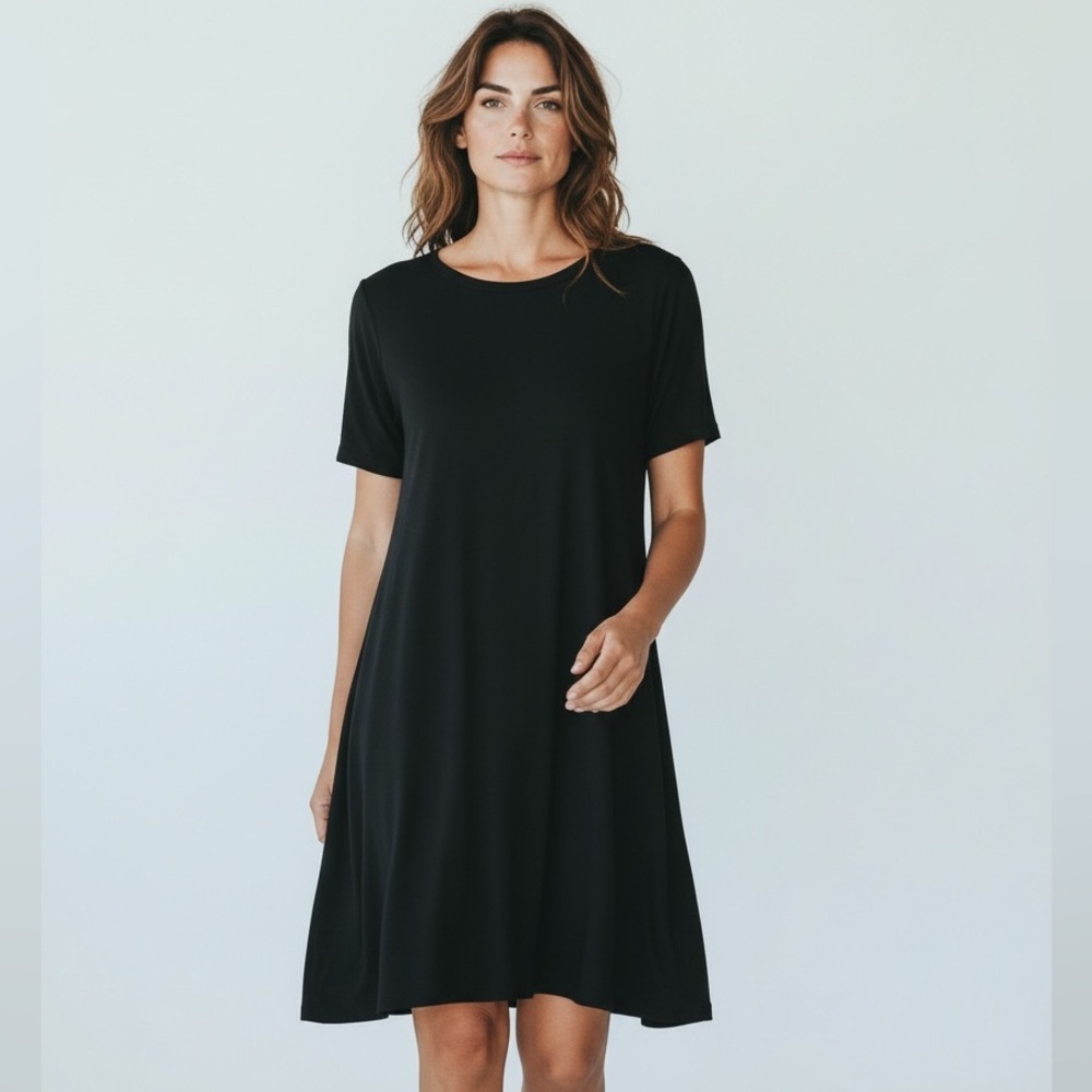WORKSHOP ladies, Black large crewneck dress short sleeve excellent condition